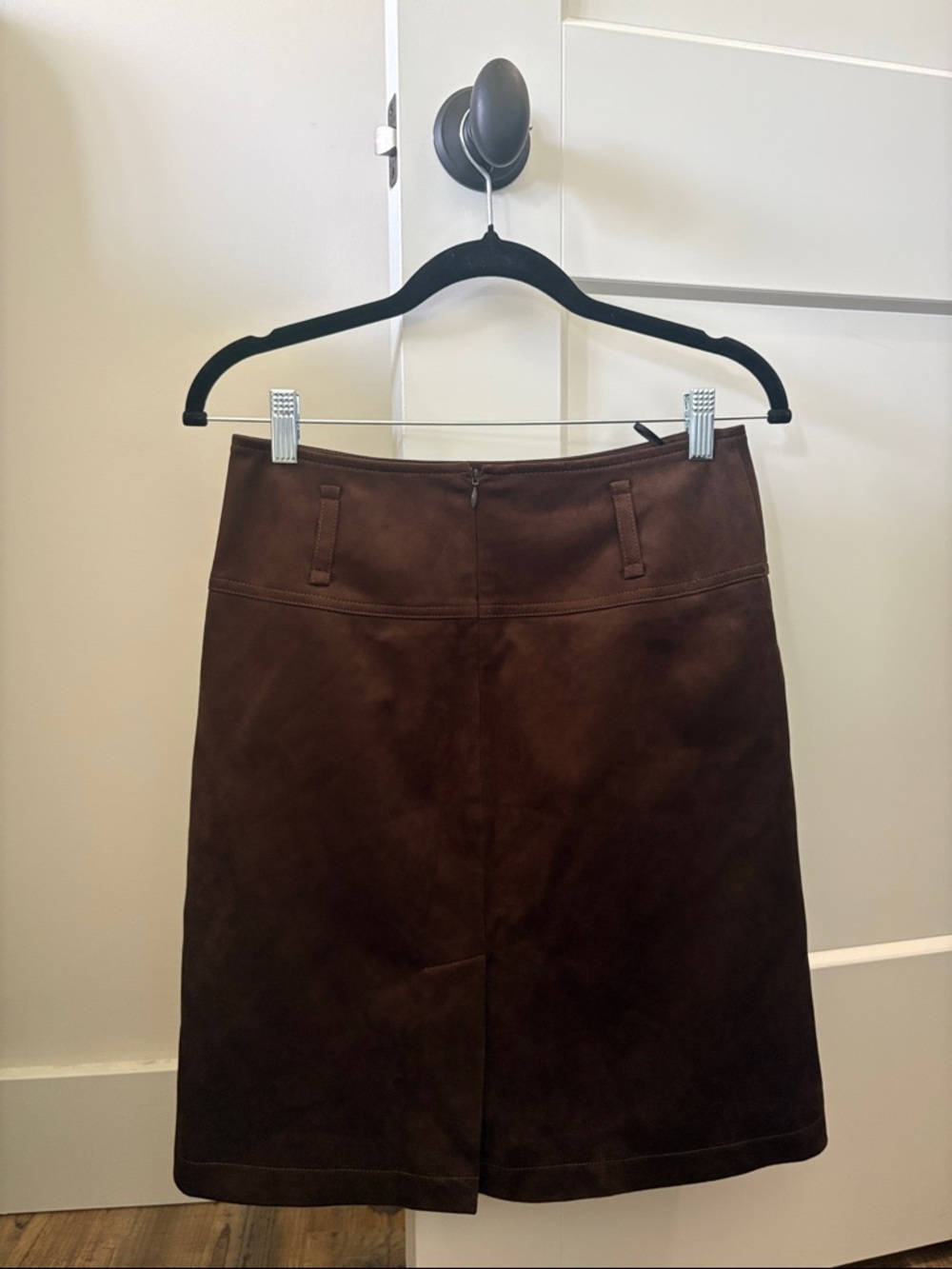 Women's Dark Brown Suede Pencil Skirt